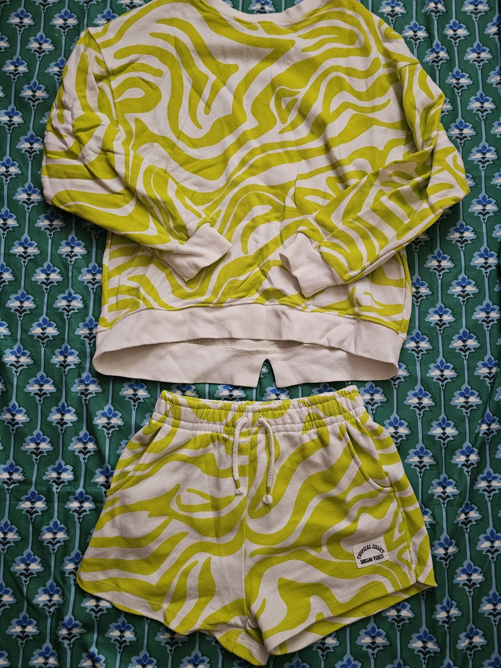 Zara Lime Yellow & Cream Zebra-Print Kids Pajama Set